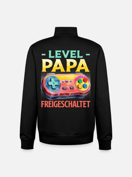 Dad-to-be LEVEL DAD UNLOCKED Funny - Unisex Organic Zip Sweatshirt by Stanley/Stella - black