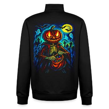 Pumpkin Head Skeleton Spooky Halloween - Unisex Organic Zip Sweatshirt by Stanley/Stella - black - Back - AI Model Male 185 light (185cm)