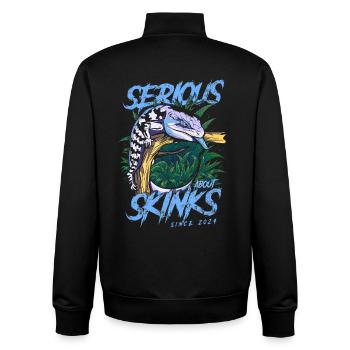 Ernsthaft über Blauzungenskinke seit 2024 - Unisex Organic Zip Sweatshirt von Stanley/Stella - Schwarz - Hinten - AI Model Male 185 light (185cm)