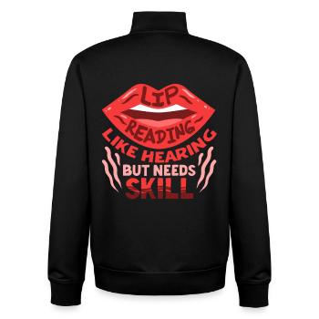 Deaf Deaf Hearing Impairment - Unisex Organic Zip Sweatshirt by Stanley/Stella - black - Back - AI Model Male 185 light (185cm)