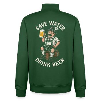 Save water drink beer - Biertrinker - Spruch - Unisex Organic Zip Sweatshirt von Stanley/Stella - Flaschengrün - Hinten - AI Model Male 185 dark (185cm)