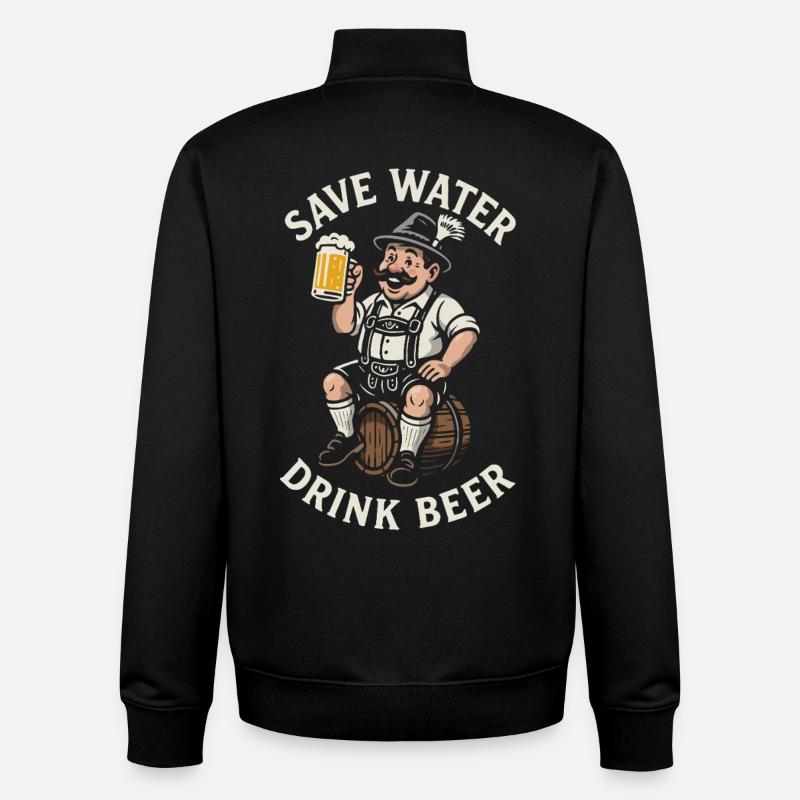 Save water drink beer - Biertrinker - Spruch - Unisex Organic Zip Sweatshirt von Stanley/Stella - Schwarz
