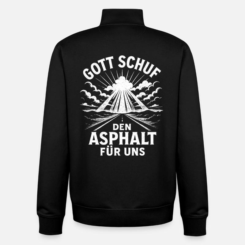 Dieu a créé l’asphalte - Sweat zippé unisexe en coton bio Stanley/Stella - noir