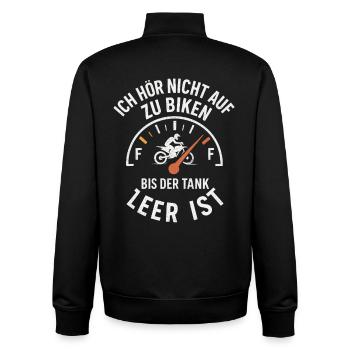 Ich hör nicht auf zu biken bis der Tank leer ist - Unisex Organic Zip Sweatshirt von Stanley/Stella - Schwarz - Hinten - AI Model Male 185 light (185cm)