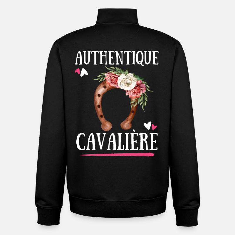 Authentique Cavaliere - Sweat zippé unisexe en coton bio Stanley/Stella - noir