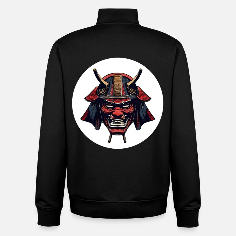 Roter Oni Dämonenhelm - Unisex Organic Zip Sweatshirt von Stanley/Stella - Schwarz