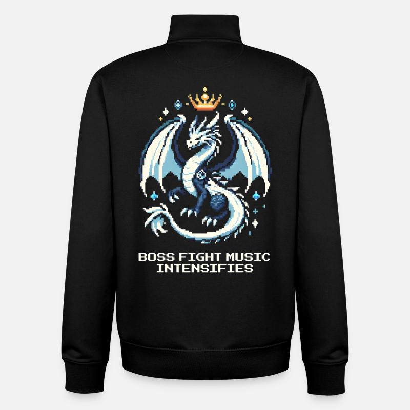 Bosskampf-Musik | Drache Pixel Art - Sweat zippé unisexe en coton bio Stanley/Stella - noir