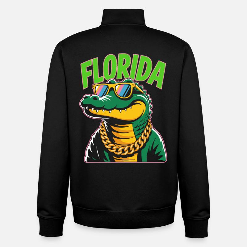Alligator de Floride - Sweat zippé unisexe en coton bio Stanley/Stella - noir