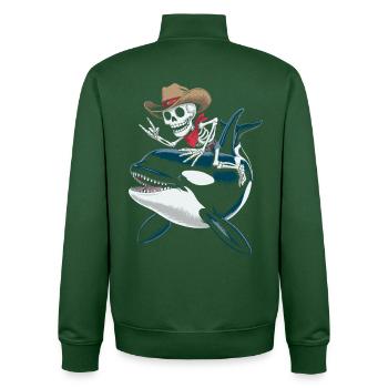 Skelett Cowboy reitet Orca  - Unisex Organic Zip Sweatshirt von Stanley/Stella - Flaschengrün - Hinten - AI Model Male 185 dark (185cm)