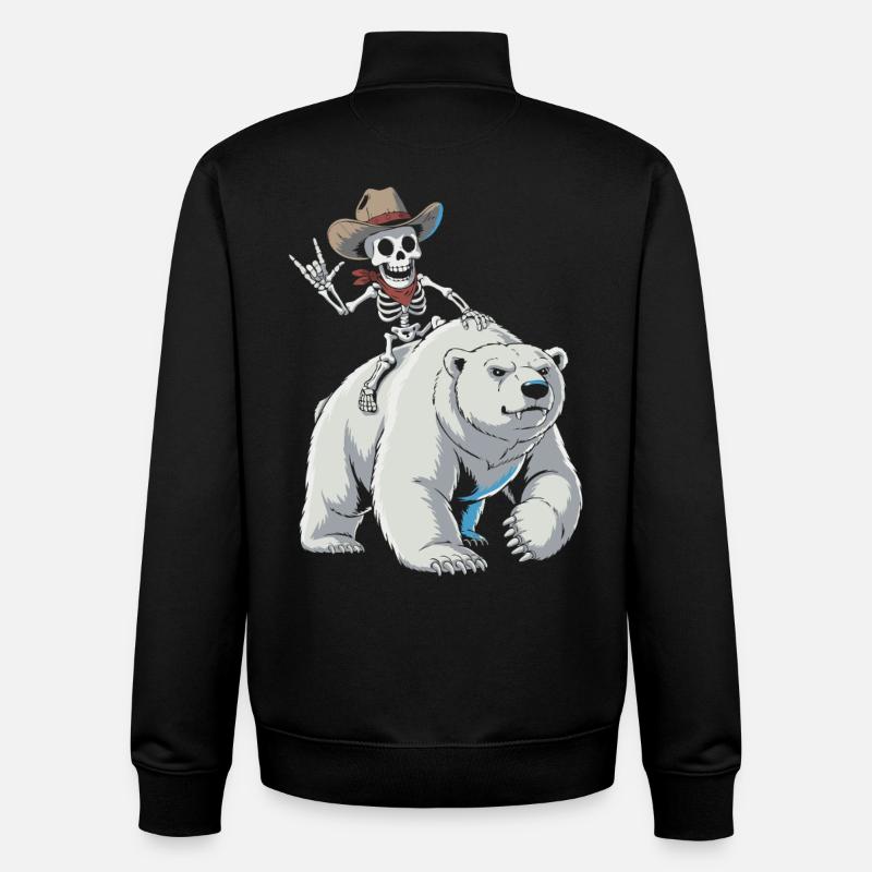 Skeleton cowboy on polar bear - Unisex Organic Zip Sweatshirt by Stanley/Stella - black