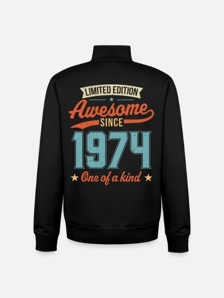 Awesome Since 1974 - Unisex Organic Zip Sweatshirt by Stanley/Stella - black