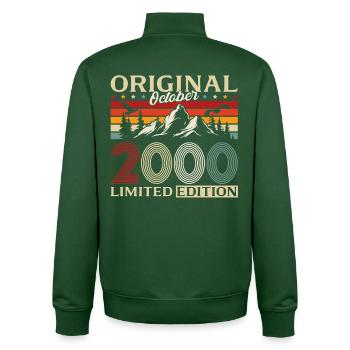 25th Birthday Original October Year 2000 - Unisex Organic Zip Sweatshirt by Stanley/Stella - bottle green - Back - AI Model Male 185 dark (185cm)