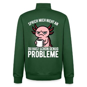 Don't talk to me - Axolotl with coffee - Unisex Organic Zip Sweatshirt by Stanley/Stella - bottle green - Back - AI Model Male 185 dark (185cm)