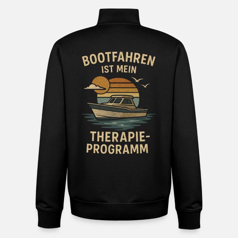 Boating is my therapy program - Unisex Organic Zip Sweatshirt by Stanley/Stella - black