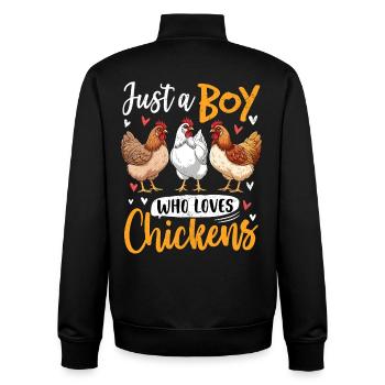 Junge liebt Hühner – lustiges Motiv - Unisex Organic Zip Sweatshirt von Stanley/Stella - Schwarz - Hinten - AI Model Male 185 light (185cm)