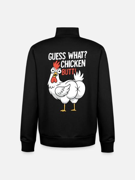 Chicken Butt Saying Cartoon - Unisex Organic Zip Sweatshirt by Stanley/Stella - black