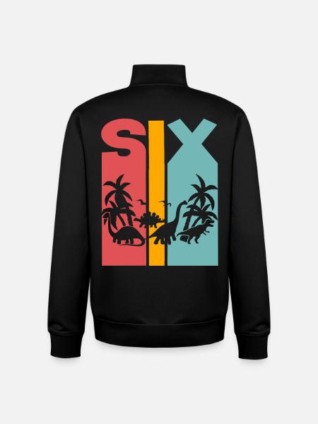 6th Birthday Dinosaur - Unisex Organic Zip Sweatshirt by Stanley/Stella - black