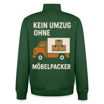 No move without movers - Unisex Organic Zip Sweatshirt by Stanley/Stella - bottle green - Back - AI Model Male 185 dark (185cm)