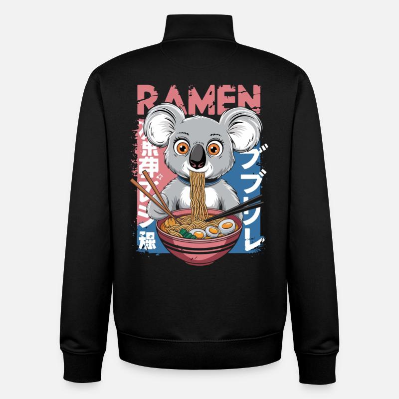 Mâcher des ramen Koala - Sweat zippé unisexe en coton bio Stanley/Stella - noir