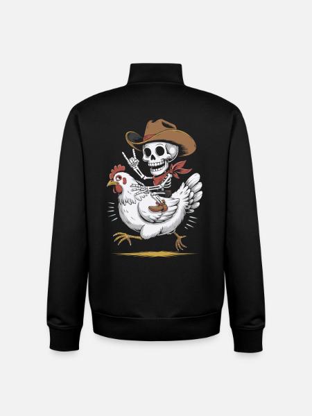 Skeleton cowboy on hen - Unisex Organic Zip Sweatshirt by Stanley/Stella - black