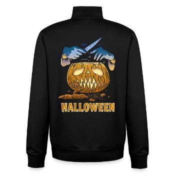 Carved Pumpkin Halloween Knife - Unisex Organic Zip Sweatshirt by Stanley/Stella - black - Back - AI Model Male 185 light (185cm)