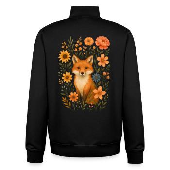 Fuchs mit Blumen Cottagecore - Unisex Organic Zip Sweatshirt von Stanley/Stella - Schwarz - Hinten - AI Model Male 185 light (185cm)