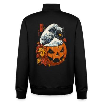 Halloween Herbst - Kürbiswelle Kanagawa - Unisex Organic Zip Sweatshirt von Stanley/Stella - Schwarz - Hinten - AI Model Male 185 light (185cm)