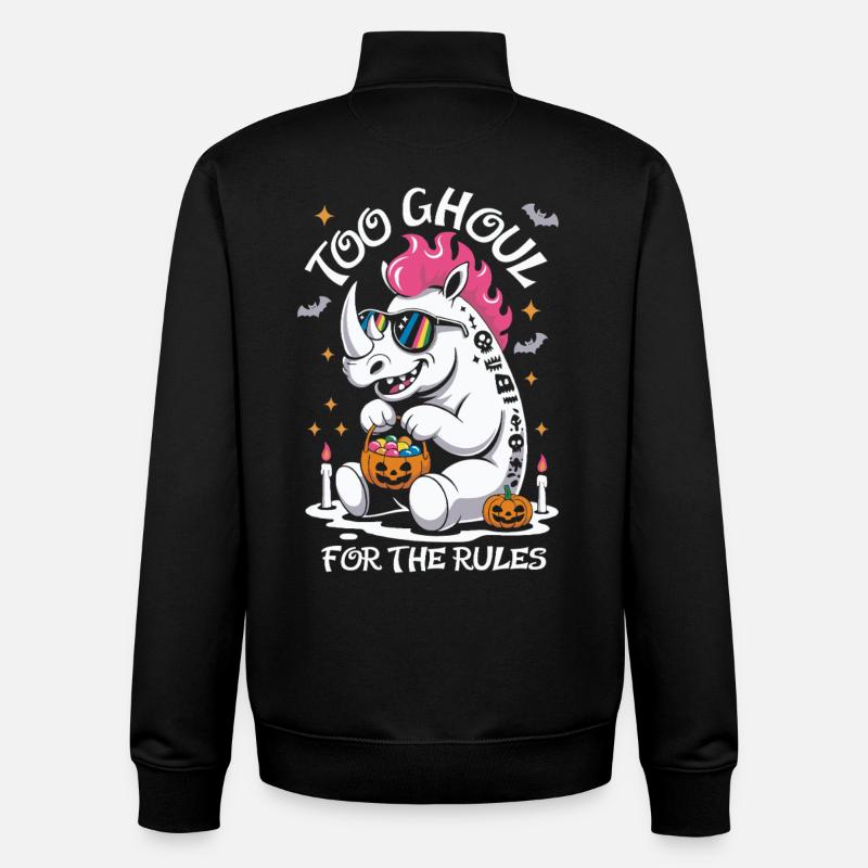 Goule Rhino Halloween Graphique - Sweat zippé unisexe en coton bio Stanley/Stella - noir