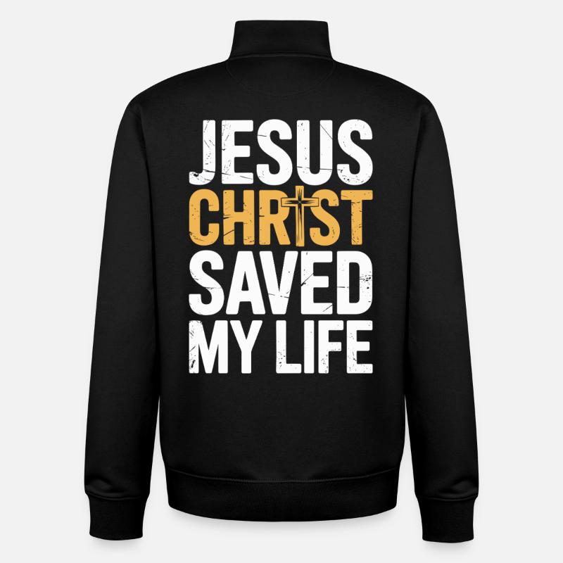 Jesus Christ saved my life - Unisex Organic Zip Sweatshirt by Stanley/Stella - black