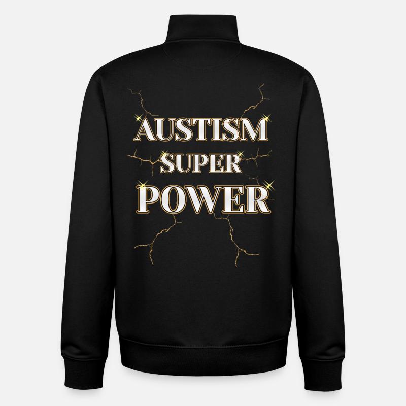AUSTIM SUPER POWER DESIGN MODERNE - Sweat zippé unisexe en coton bio Stanley/Stella - noir