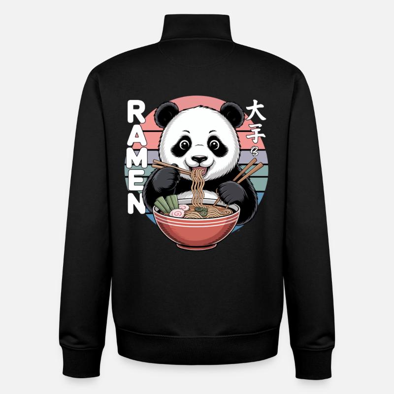 Panda Ramen Napf Retro - Unisex Organic Zip Sweatshirt von Stanley/Stella - Schwarz