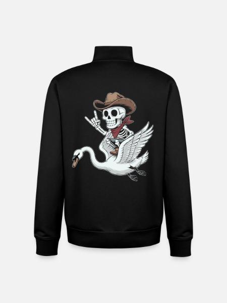 Skeleton cowboy on swan - Unisex Organic Zip Sweatshirt by Stanley/Stella - black