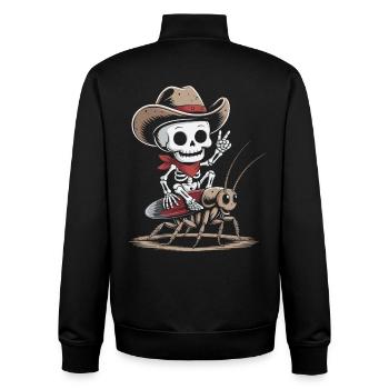 Skeleton cowboy on cockroach - Unisex Organic Zip Sweatshirt by Stanley/Stella - black - Back - AI Model Male 185 light (185cm)