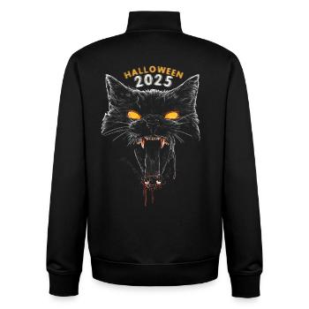Halloween 2025 Schwarze Katze - Unisex Organic Zip Sweatshirt von Stanley/Stella - Schwarz - Hinten - AI Model Male 185 light (185cm)