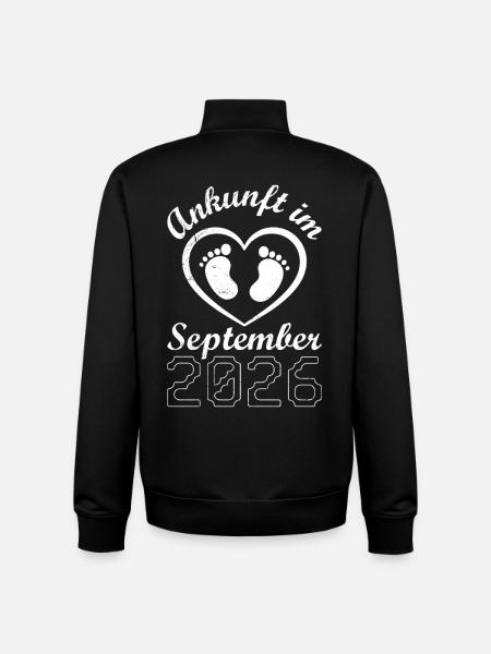 Expectant mother ARRIVAL IN SEPTEMBER 2026 - Unisex Organic Zip Sweatshirt by Stanley/Stella - black