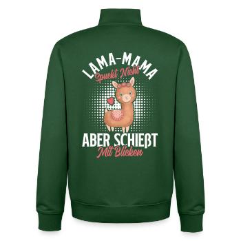 Bald Mama LAMA MAMA SPUCKT NICHT SCHIESST BLICKE - Unisex Organic Zip Sweatshirt von Stanley/Stella - Flaschengrün - Hinten - AI Model Male 185 dark (185cm)