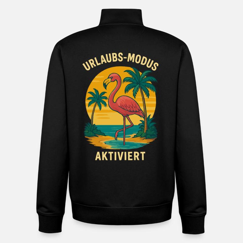 Flamingo Beach Vacances activées - Sweat zippé unisexe en coton bio Stanley/Stella - noir