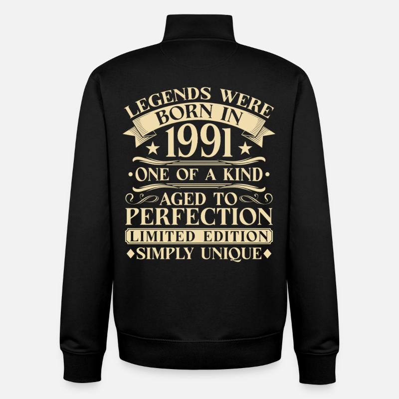 35ème Anniversaire Millésime 1991 - Sweat zippé unisexe en coton bio Stanley/Stella - noir