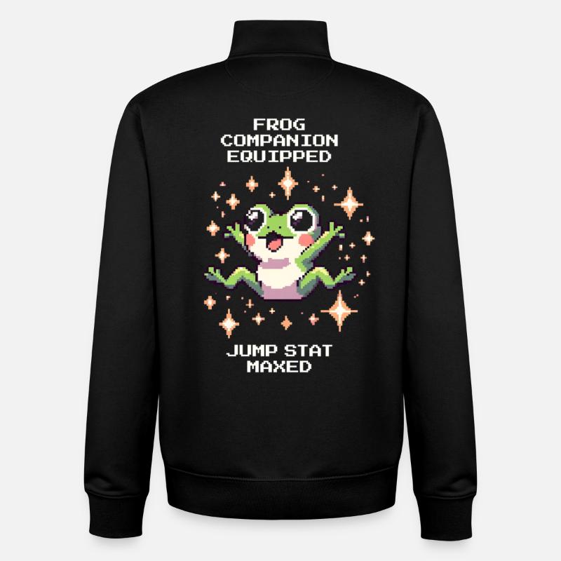Frosch-Kumpel ausgerüstet – Sprung max | Kröte - Unisex Organic Zip Sweatshirt von Stanley/Stella - Schwarz