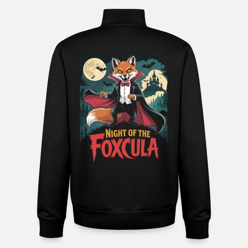 Nuit de Foxcula Renard Halloween Design - Sweat zippé unisexe en coton bio Stanley/Stella - noir