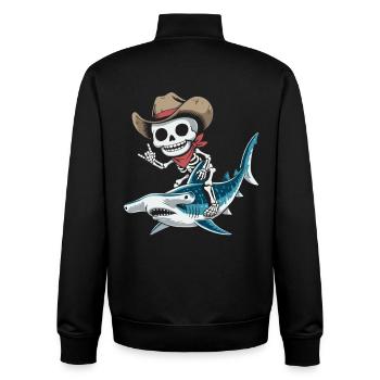 Squelette cow-boy chevauchant requin marteau - Sweat zippé unisexe en coton bio Stanley/Stella - noir - Dos - AI Model Male 185 light (185cm)