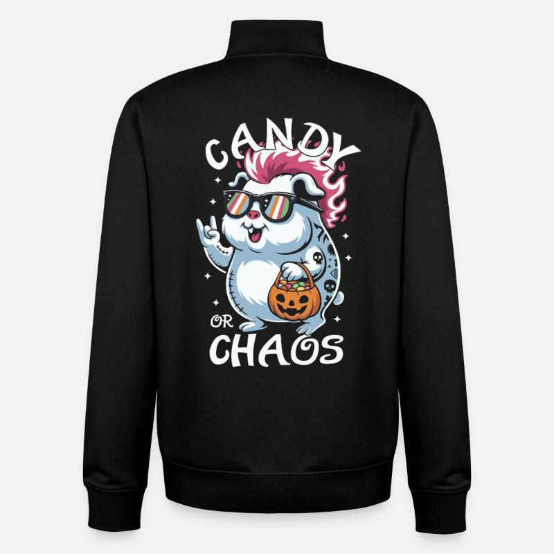 Chaotic Punk Guinea Pig Halloween Hamster - Unisex Organic Zip Sweatshirt by Stanley/Stella - black
