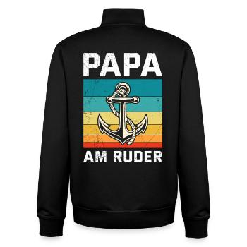 Future Dad DAD AT THE HELM Retro Funny - Unisex Organic Zip Sweatshirt by Stanley/Stella - black - Back - AI Model Male 185 light (185cm)