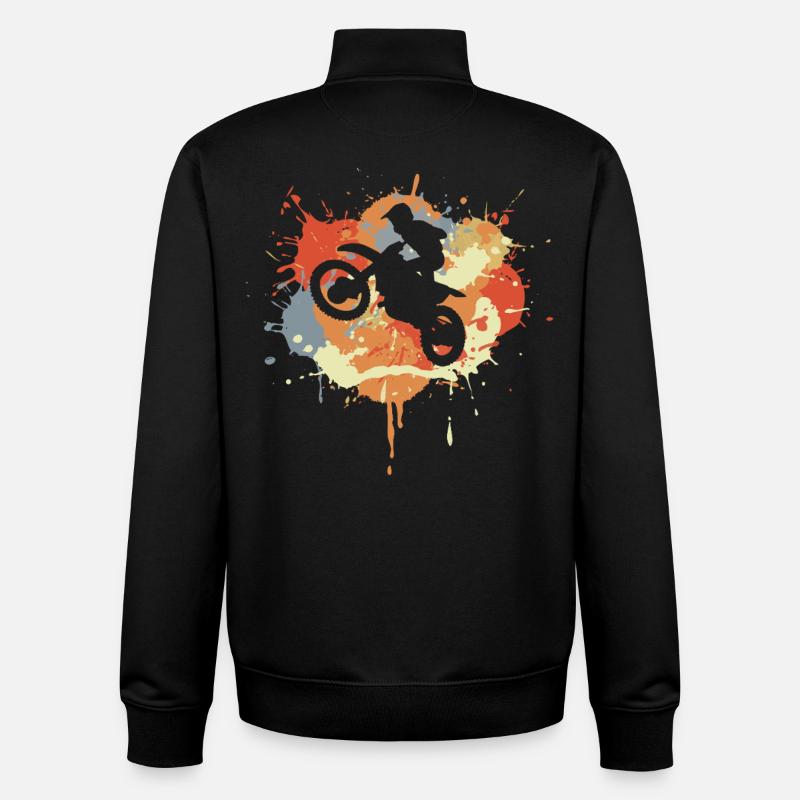 Motocross Graffiti - Sweat zippé unisexe en coton bio Stanley/Stella - noir