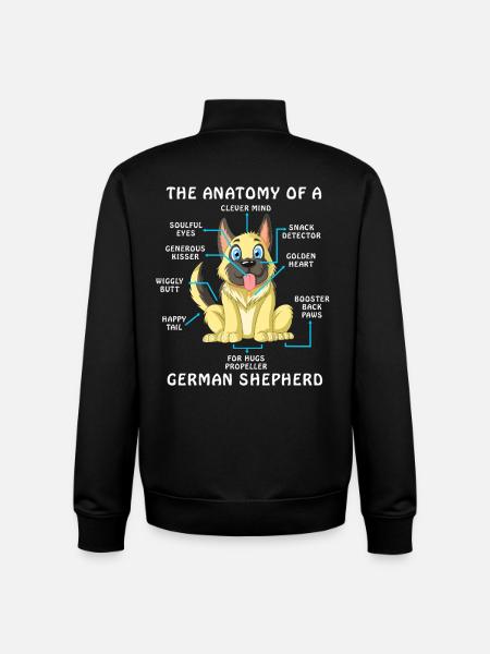 Anatomy of A German Shepherd - Unisex Organic Zip Sweatshirt by Stanley/Stella - black