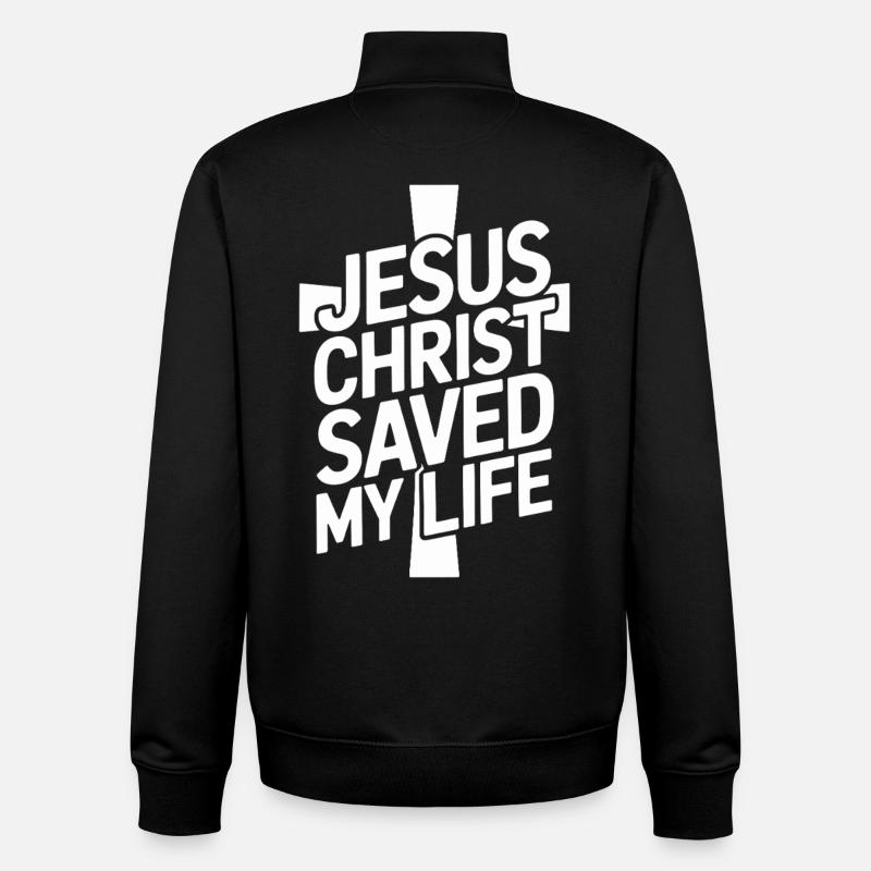 Jesus Christ saved my life - Unisex Organic Zip Sweatshirt by Stanley/Stella - black