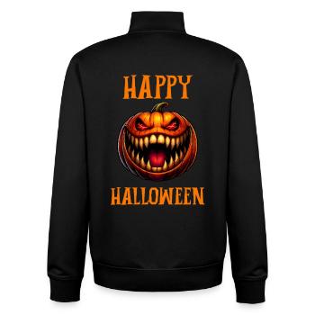 Happy Halloween – gruseliges Kürbisgesicht - Unisex Organic Zip Sweatshirt von Stanley/Stella - Schwarz - Hinten - AI Model Male 185 light (185cm)