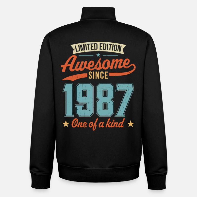 Awesome Since 1987 - Unisex Organic Zip Sweatshirt by Stanley/Stella - black