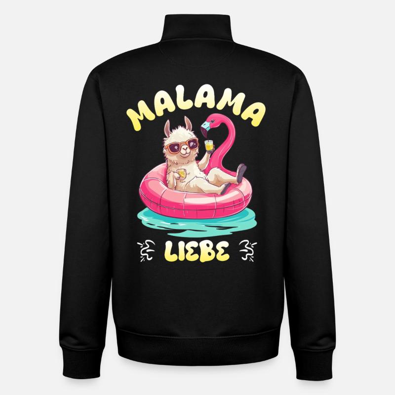 Bientôt Mama MALAMA LOVE Drôle - Sweat zippé unisexe en coton bio Stanley/Stella - noir