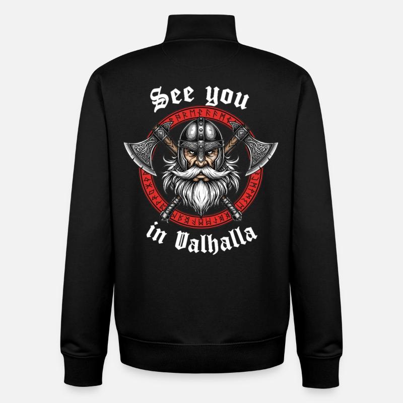 Valhalla Viking Warrior - Unisex Organic Zip Sweatshirt by Stanley/Stella - black